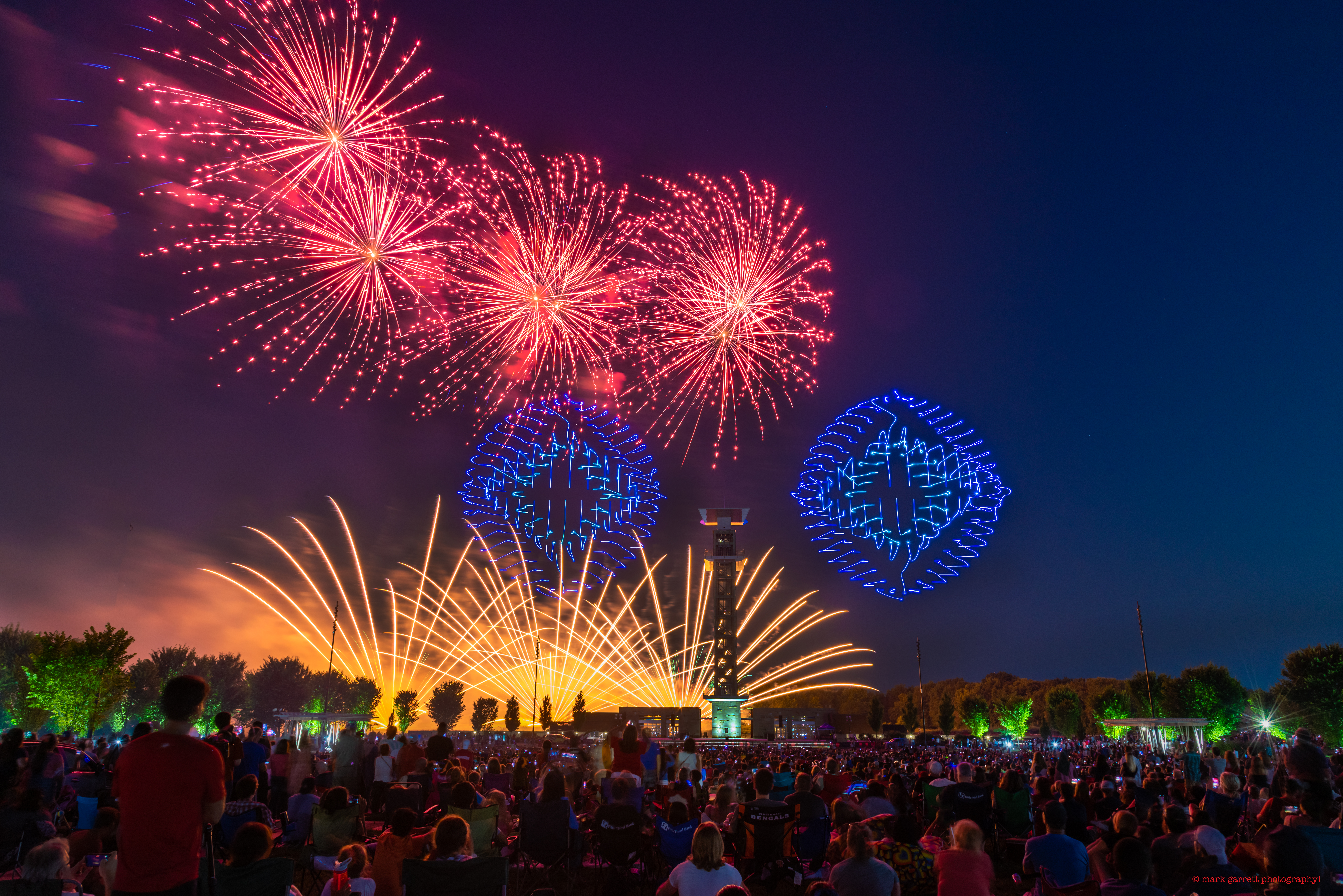 drone show with fireworks